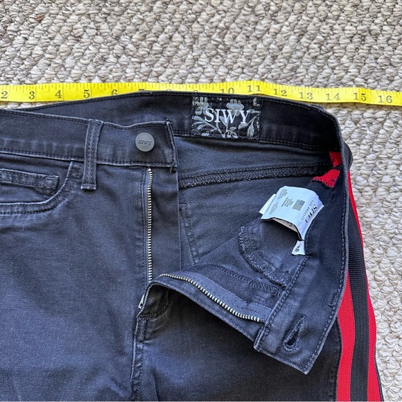 SIWY women’s jeans red stripe bottom stirrups black red size 28” waist USA Made - Picture 5 of 14